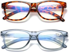 img 4 attached to 👓 Blue Light Blocking Reading Glasses for Women and Men - Lightweight Computer Readers with Spring Hinge, 2 Pairs +2.5