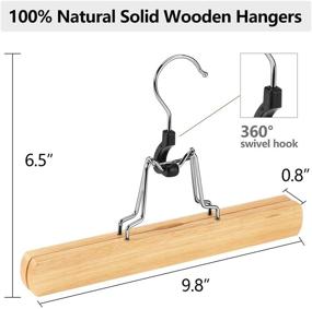 img 2 attached to 👖 12-Pack AMKUFO Natural Wooden Pants Hangers with Clips - Non-Slip Skirt Hangers - Trouser Clamp Hanger - Solid Wood Hanger with 360° Swivel Hook