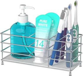 img 4 attached to 🪥 Stainless Steel Toothbrush Holder with 7 Slots - High Capacity, Rust-Resistant Bathroom Organizer for Electric Toothbrushes, Toothpaste, Durable & Slip-Resistant Design, Promotes Hygiene and Air Flow
