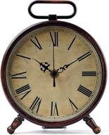 🕰️ retro analog metal desk clock for living room decor shelf - konigswerk 8-inch tabletop clock (brown), battery operated logo