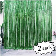 🌴 iridescent foil fringe curtains rainforest jungle theme party supplies - vibrant green decor for birthday, wedding & photo booth logo