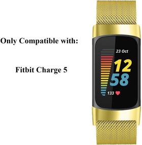 img 3 attached to ✨ Fitbit Charge 5 Magnetic Mesh Loop Bands: Premium Stainless Steel Wristbands, Adjustable Replacement Straps for Women and Men - Gold, Large
