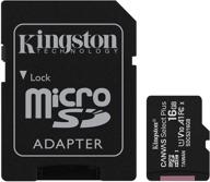 kingston 16gb microsdhc canvas select plus memory card (100mb/s read) with a1 class 10 uhs-i performance, adapter, and frustration free packaging (sdcs2/16gbet) logo