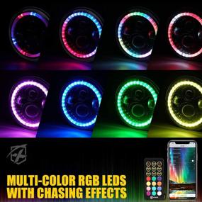 img 1 attached to 🚘 Xprite 7-дюймовые 90W CREE RGB LED фары с Bluetooth и управлением по ИК - танцующее кольцо хало совместимо с Jeep Wrangler TJ JK 1997-2018