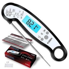 img 4 attached to Kizen Instant Read Thermometer - Water-resistant Alarm Thermometer with Backlight & Calibration. Kizen Digital Food Thermometer for Kitchen, Outdoor Cooking, BBQ, and Grill