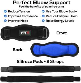 img 1 attached to 🎾 FiTX Elbow Brace Pack of 2 - Tennis Elbow Straps with Compression Pad, Effective Pain Relief ArmBand for Men and Women - Golfers Tendonitis Support - Includes E-book