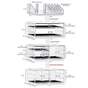 img 3 attached to 💄 Clear Acrylic Makeup Organizer and Storage Stackable - Extra Large Cosmetic Display Case with 7 Drawers for Hair Accessories, Beauty and Skincare Product Organization - Set of 4