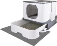 🐱 convenient foldable cat litter box with lid and scoop – top entry, anti-splashing, easy to clean, enclosed plastic cat toilet logo