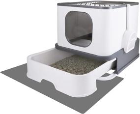 img 4 attached to 🐱 Convenient Foldable Cat Litter Box with Lid and Scoop – Top Entry, Anti-Splashing, Easy to Clean, Enclosed Plastic Cat Toilet