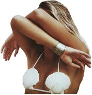 🧜 zoestar mermaid seashell bra with cord - hawaiian shell bikini top - fashion chest chain for women - white logo