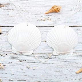 img 2 attached to 🧜 Zoestar Mermaid Seashell Bra with Cord - Hawaiian Shell Bikini Top - Fashion Chest Chain for Women - White