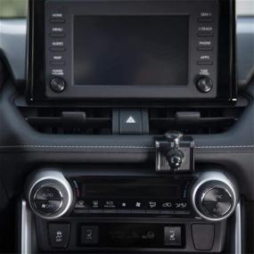 img 2 attached to 📱 Custom Fit Car Phone Holder for Toyota RAV4 2019-2021, 360 Degree Mount, iPhone Samsung Compatible, with Wireless Charger - Black
