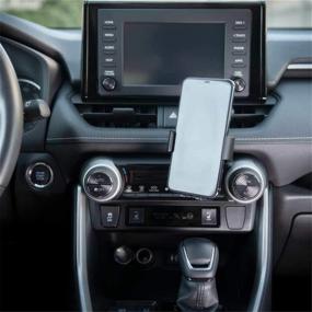 img 3 attached to 📱 Custom Fit Car Phone Holder for Toyota RAV4 2019-2021, 360 Degree Mount, iPhone Samsung Compatible, with Wireless Charger - Black