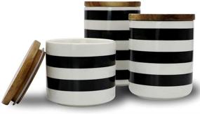 img 4 attached to 🎁 Sunddo Ceramic Canister Set with Bamboo Lid - Stylish Porcelain Jars for Coffee, Tea, Food Storage, Candy, Sugar - Modern Kitchen Containers - Ideal Gift for Women - Round White and Black Set of 3