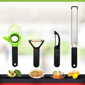 img 4 attached to 🥑 SEIDO Peelers Set - Julienne Vegetable with Avocado Slicer, Lemon & Cheese Grater, 2 Peeling Tools - Kitchen Accessories for Garnishes, Toppings - Stainless Steel