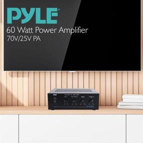 img 3 attached to 🔊 Compact Mini Home Power Amplifier - 60W Smart Small Indoor Audio Stereo Receiver with RCA, 2 Microphone Inputs, 25/70 Volt Outputs, LED Display, Input Selector - Ideal for PA Systems, Amplified Speaker Sound System - Pyle PCM30A
