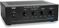 🔊 compact mini home power amplifier - 60w smart small indoor audio stereo receiver with rca, 2 microphone inputs, 25/70 volt outputs, led display, input selector - ideal for pa systems, amplified speaker sound system - pyle pcm30a logo