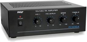 img 4 attached to 🔊 Compact Mini Home Power Amplifier - 60W Smart Small Indoor Audio Stereo Receiver with RCA, 2 Microphone Inputs, 25/70 Volt Outputs, LED Display, Input Selector - Ideal for PA Systems, Amplified Speaker Sound System - Pyle PCM30A