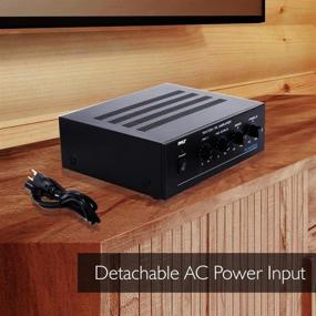 img 1 attached to 🔊 Compact Mini Home Power Amplifier - 60W Smart Small Indoor Audio Stereo Receiver with RCA, 2 Microphone Inputs, 25/70 Volt Outputs, LED Display, Input Selector - Ideal for PA Systems, Amplified Speaker Sound System - Pyle PCM30A