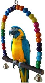 img 3 attached to 🐦 Colorful Wooden Bird Swing: Budgie Swing Toys for Parakeets Budgie Bird – 5.5 x 5.6 Inch Hammock Included