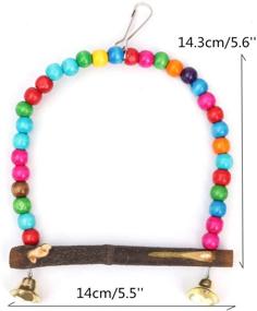 img 2 attached to 🐦 Colorful Wooden Bird Swing: Budgie Swing Toys for Parakeets Budgie Bird – 5.5 x 5.6 Inch Hammock Included