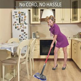 img 1 attached to 🧹 Ultimate Electric Spin Mop for Hardwood Floors: Cordless, All-Surface Cleaning, Rechargeable, Polisher and Scrubber with Reusable Pads