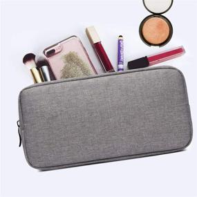 img 2 attached to 👜 JBOS Travel Electronics Organizer Bag Set - Cable Accessories Pouch for Gadgets - Canvas Zipper Bag, Waterproof & Universal - 2 Pack (Medium+Small, Grey)