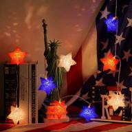 🎆 led red white and blue lights string lights: patriotic july 4th decor with 8 modes, timer & remote control - perfect for bedroom, memorial day & national day логотип