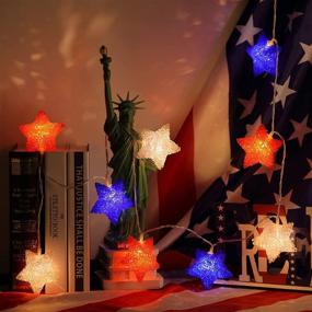 img 4 attached to 🎆 LED Red White and Blue Lights String Lights: Patriotic July 4th Decor with 8 Modes, Timer & Remote Control - Perfect for Bedroom, Memorial Day & National Day