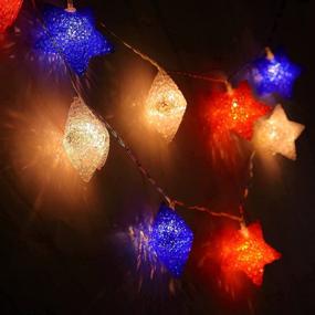 img 3 attached to 🎆 LED Red White and Blue Lights String Lights: Patriotic July 4th Decor with 8 Modes, Timer & Remote Control - Perfect for Bedroom, Memorial Day & National Day