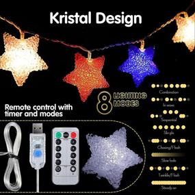 img 1 attached to 🎆 LED Red White and Blue Lights String Lights: Patriotic July 4th Decor with 8 Modes, Timer & Remote Control - Perfect for Bedroom, Memorial Day & National Day