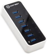 syba sy-hub20152: superspeed usb 3.0 7 port hub with fast charging and 12v/3a ac power adapter - black/white логотип