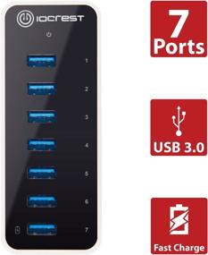 img 3 attached to Syba SY-HUB20152: SuperSpeed USB 3.0 7 Port Hub with Fast Charging and 12V/3A AC Power Adapter - Black/White