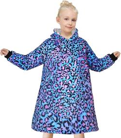 img 4 attached to 🦄 Cozy Oversized Wearable Hooded Blanket Sweatshirt for Girls - Unicorn Design, Super Warm Sherpa with Pocket, Ideal for Kids & Teens (Purple), Fits 5-15 Years