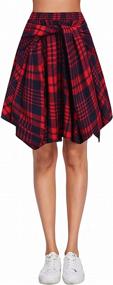 img 1 attached to 👗 Chigant Women's Pleated Plaid Skirt: Knot Detail, High Waist, Basic Skater Mini Dress”