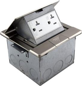 img 3 attached to 🔌 ENERLITES Square Pop-Up Floor Box Kit with Weather Resistant Receptacle Outlet, Watertight Gasket, and Corrosion Resistant Hardware - Nickel Plated Brass (661241-S)