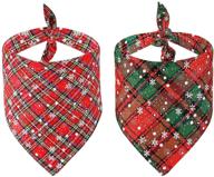 🐶 malier 2 pack christmas dog bandana - buffalo plaid snowflake pet scarf set for small medium large dogs cats pets - triangle bibs kerchief accessories & decorations logo