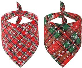 img 4 attached to 🐶 Malier 2 Pack Christmas Dog Bandana - Buffalo Plaid Snowflake Pet Scarf Set for Small Medium Large Dogs Cats Pets - Triangle Bibs Kerchief Accessories & Decorations