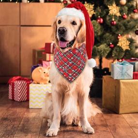 img 3 attached to 🐶 Malier 2 Pack Christmas Dog Bandana - Buffalo Plaid Snowflake Pet Scarf Set for Small Medium Large Dogs Cats Pets - Triangle Bibs Kerchief Accessories & Decorations