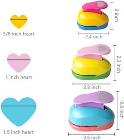 img 2 attached to 🎨 Heart Punch 5/8+1+1.5 inch Craft Lever Punch for Handmade Paper Crafting, Scrapbooking, DIY Card Making - Candy Colour by Rondam