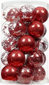 img 4 attached to 🎄 SY CRAFT 70mm/2.75” Shatterproof Clear Plastic Christmas Ball Ornaments Decoration Set - 25 Red Xms Balls Baubles with Stuffed Delicate Decorations