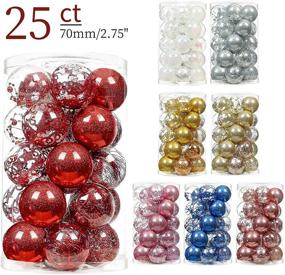 img 2 attached to 🎄 SY CRAFT 70mm/2.75” Shatterproof Clear Plastic Christmas Ball Ornaments Decoration Set - 25 Red Xms Balls Baubles with Stuffed Delicate Decorations