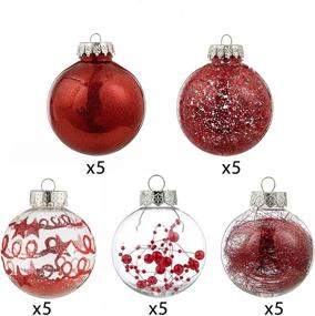 img 3 attached to 🎄 SY CRAFT 70mm/2.75” Shatterproof Clear Plastic Christmas Ball Ornaments Decoration Set - 25 Red Xms Balls Baubles with Stuffed Delicate Decorations