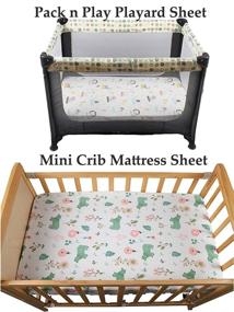 img 2 attached to 🐻 Набор простыней для детской кроватки Onacosht Pack n Play Fitted Sheet 3 Pack из 100% хлопка-джерси 195 GSM Набор простыней для игрового дворика, мягкие и эластичные чехлы для детского матраса мини-кровати для мальчика или девочки, белые с узорами медведя, слона, кота и цветков - Улучшение SEO-Friendly Название продукта: Набор простыней Onacosht 3 Pack Pack n Play - 100% хлопок-джерси, 195 GSM, мягкие и эластичные чехлы для игровой площадки - Набор простыней для мини-кровати для мальчика или девочки, белые с милыми узорами медведя, слона, кота и цветков.