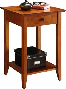 img 2 attached to 🍒 Cherry American Heritage End Table with Drawer and Shelf by Convenience Concepts