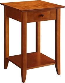 img 3 attached to 🍒 Cherry American Heritage End Table with Drawer and Shelf by Convenience Concepts