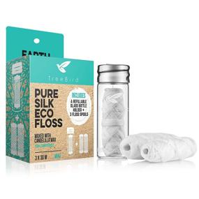 img 4 attached to 🌿 TreeBird Biodegradable Dental Floss: Refillable Zero Waste Glass Dispenser, Cruelty-Free Peace Silk Spool, 100% Compostable Oral Care