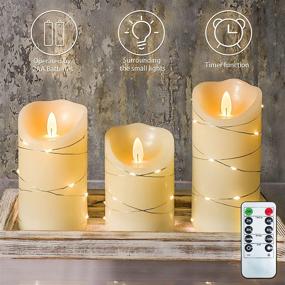 img 3 attached to 🕯️ CHERIMENT Flameless Candles with Remote, Set of 3, Embedded String Lights LED Candles, Realistic Battery Operated Candles for Home Holiday Fall Table Décor (Ivory)