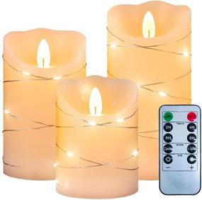 img 4 attached to 🕯️ CHERIMENT Flameless Candles with Remote, Set of 3, Embedded String Lights LED Candles, Realistic Battery Operated Candles for Home Holiday Fall Table Décor (Ivory)