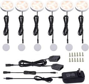 img 4 attached to 🔦 AIBOO 12V LED Under Cabinet Lights Kit 6 Pack: Black Cord Aluminum Puck Lamps for Kitchen Counter & Closet Lighting - Manual On/Off Switch, 12W 6 Lights (2700K Warm White)